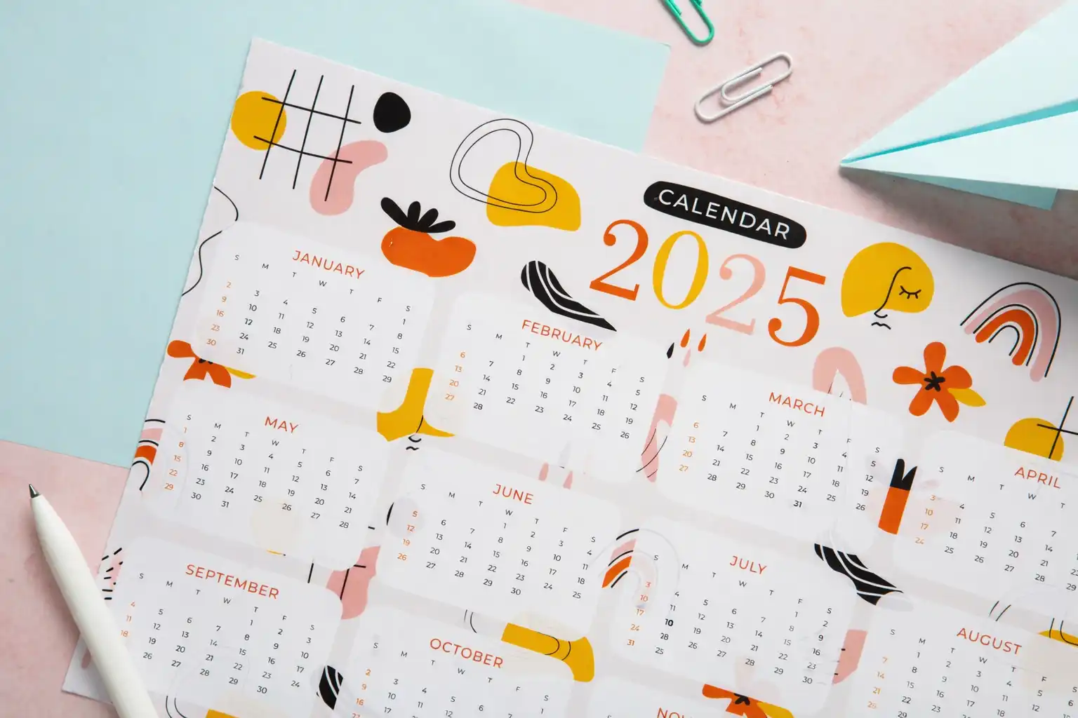 Calendrier 2025 design moderne
